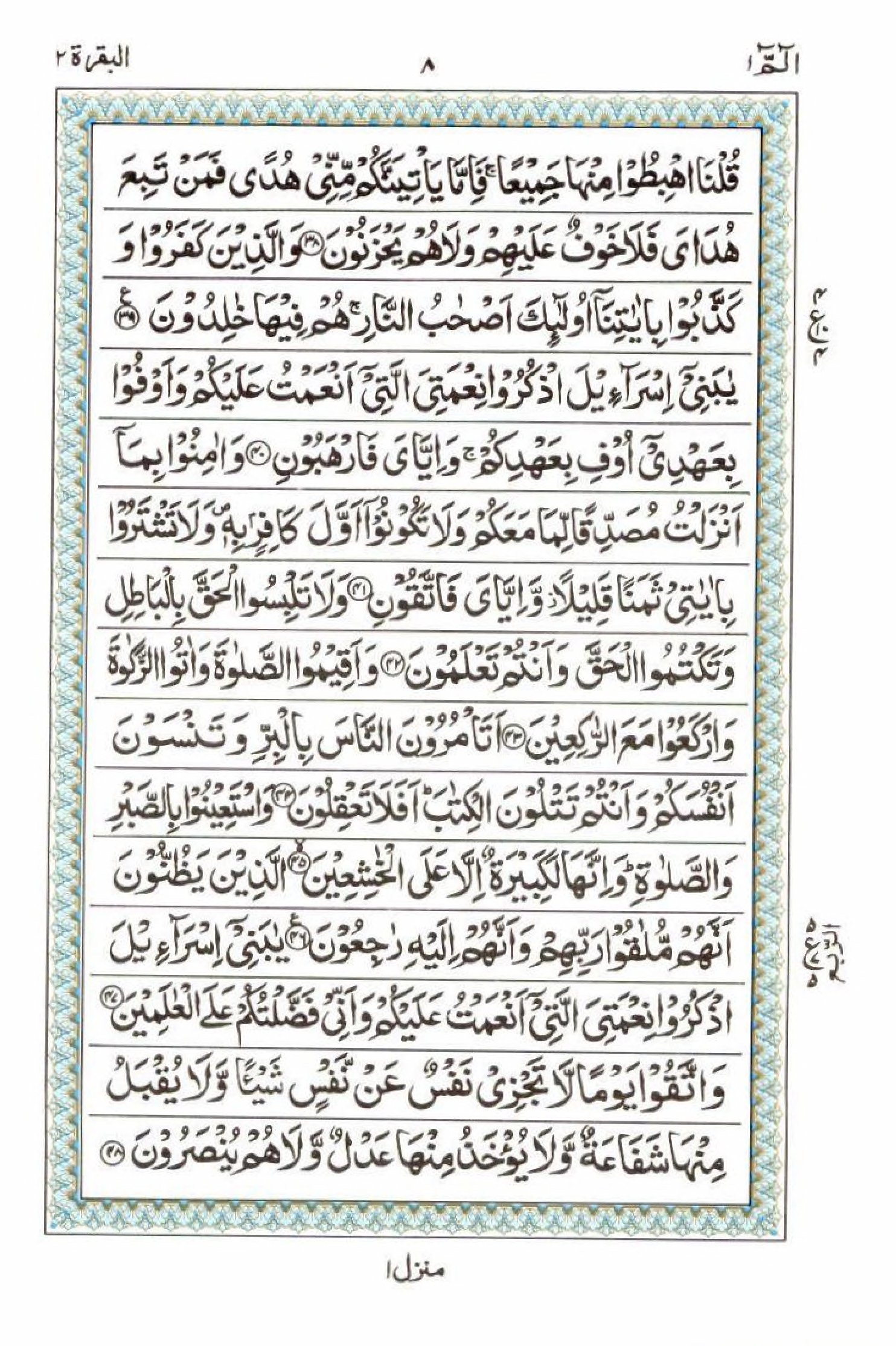 Read 15 Lines Al Quran Part 1 Page No 8, Practice Quran