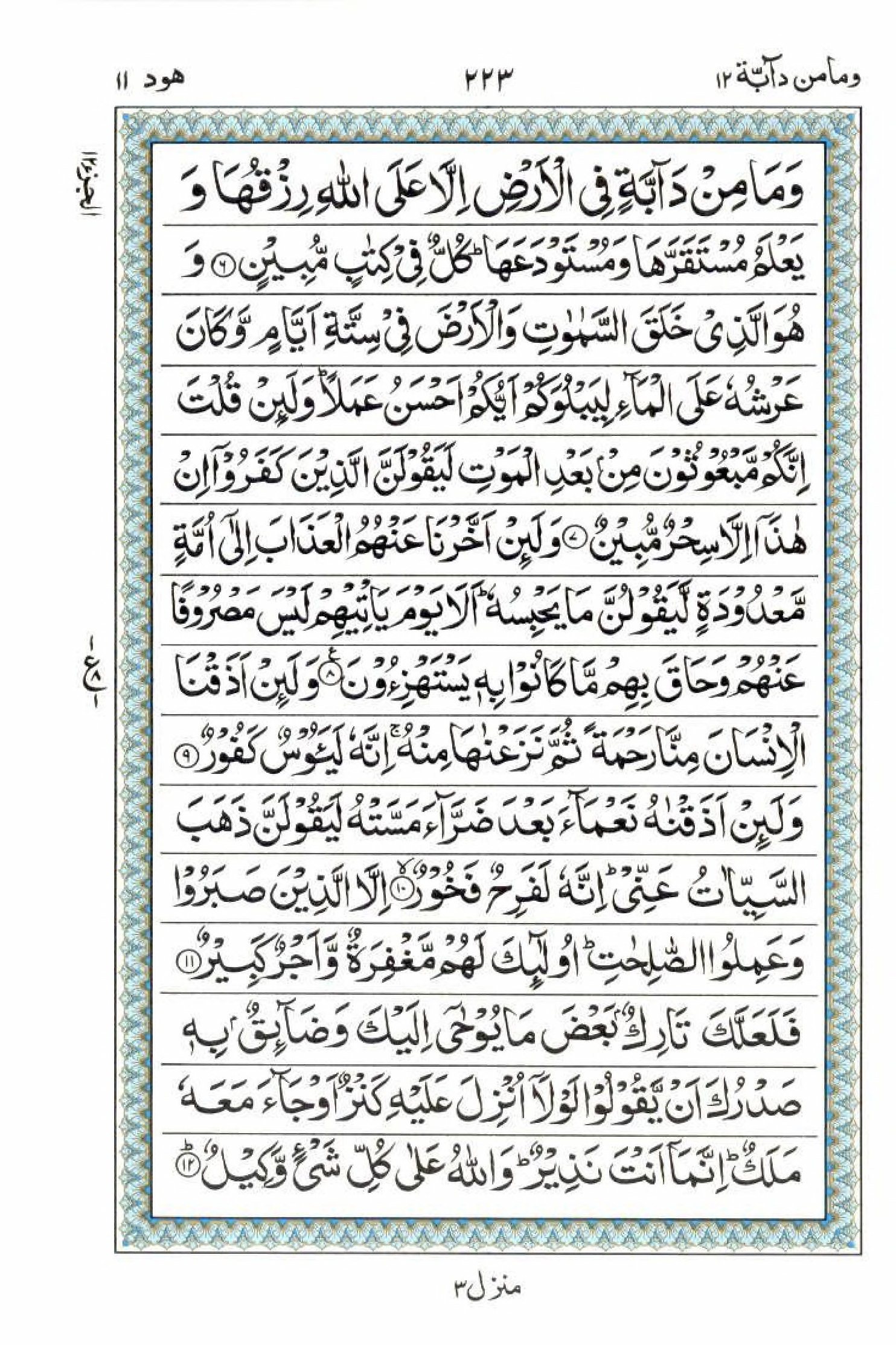 Read 15 Lines Al Quran Part 12 Page No 223, Practice Quran