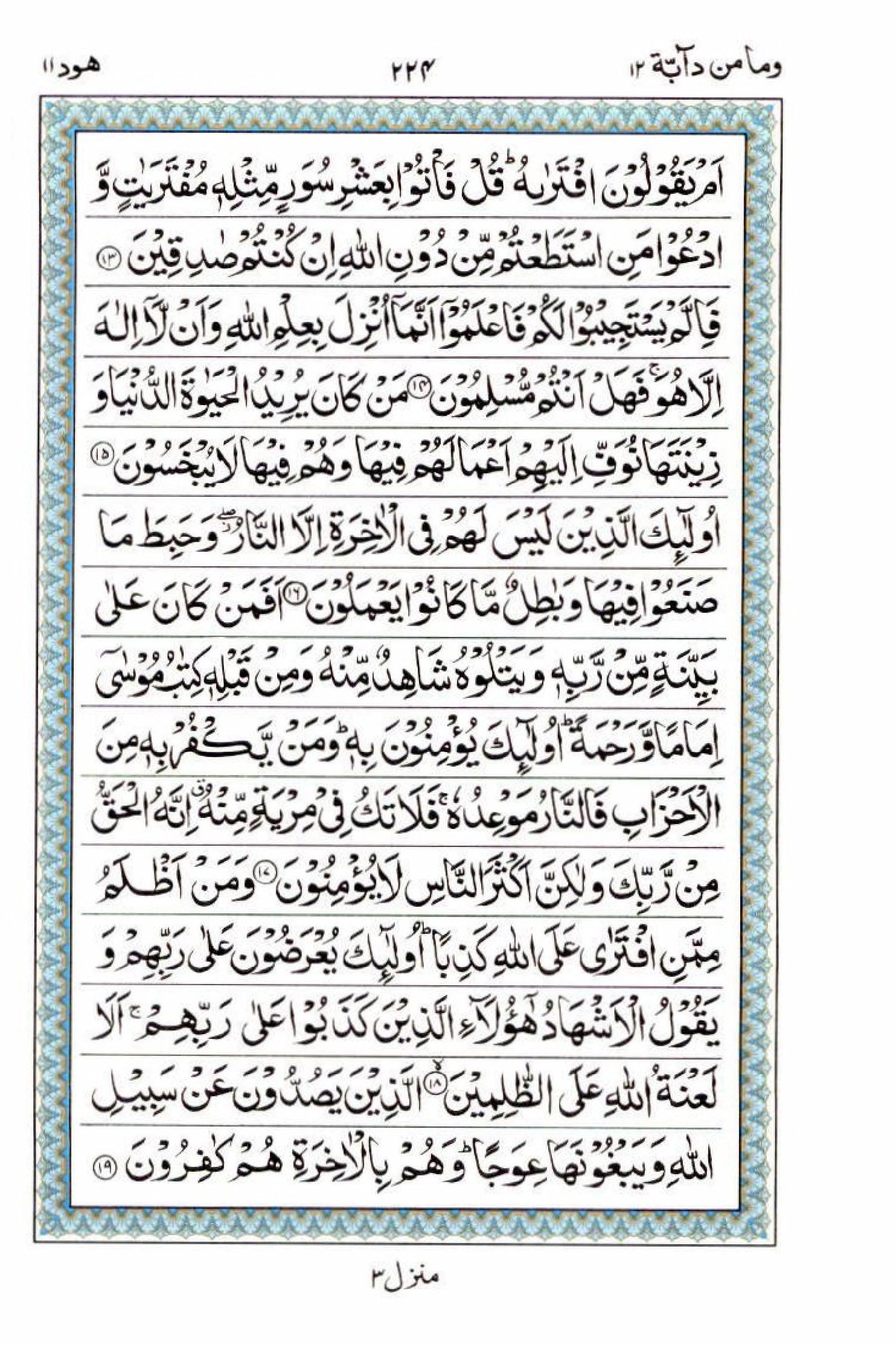 Read 15 Lines Al Quran Part 12 Page No 224, Practice Quran