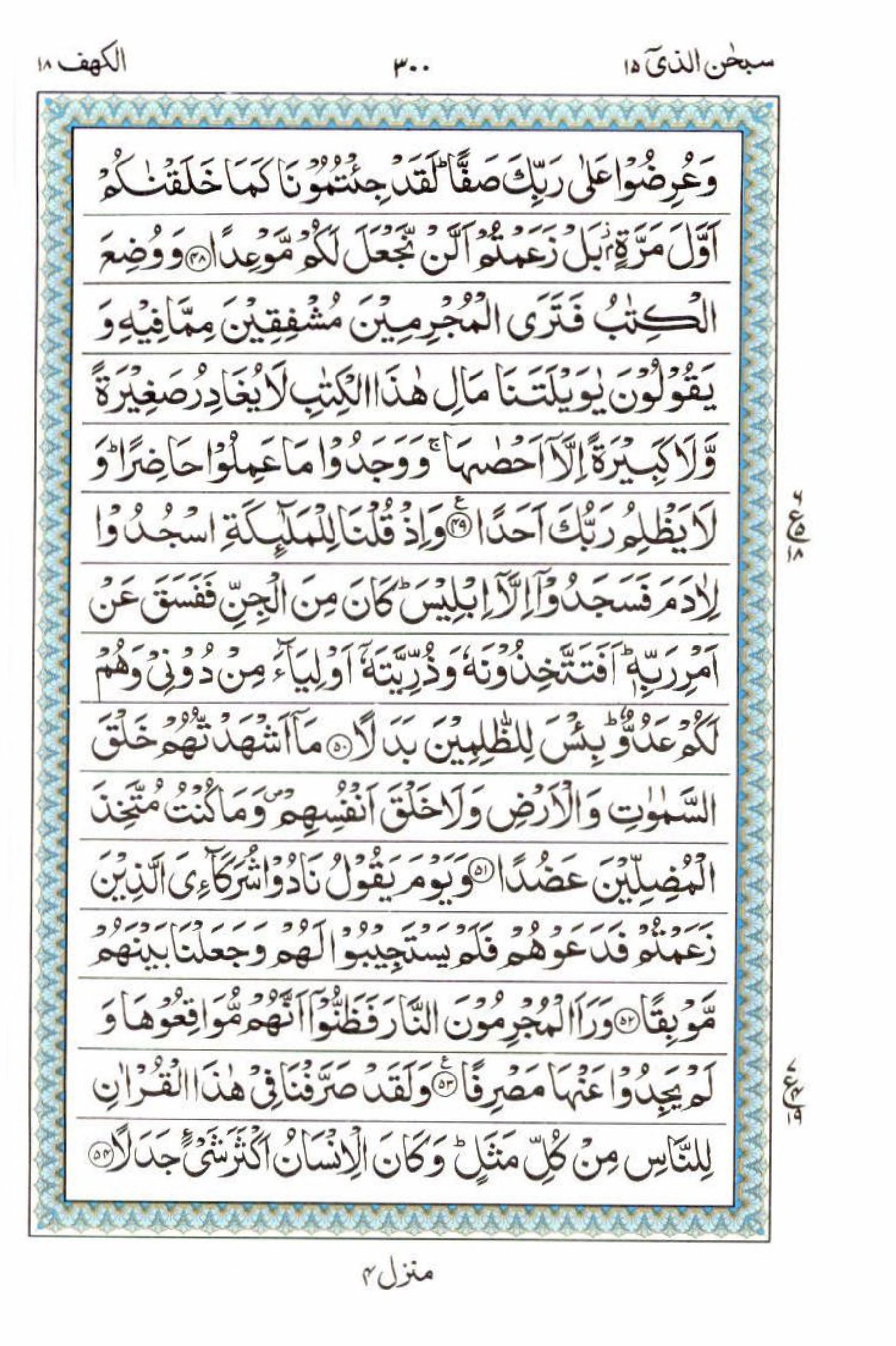 Read 15 Lines Al Quran Part 15 Page No 300, Practice Quran