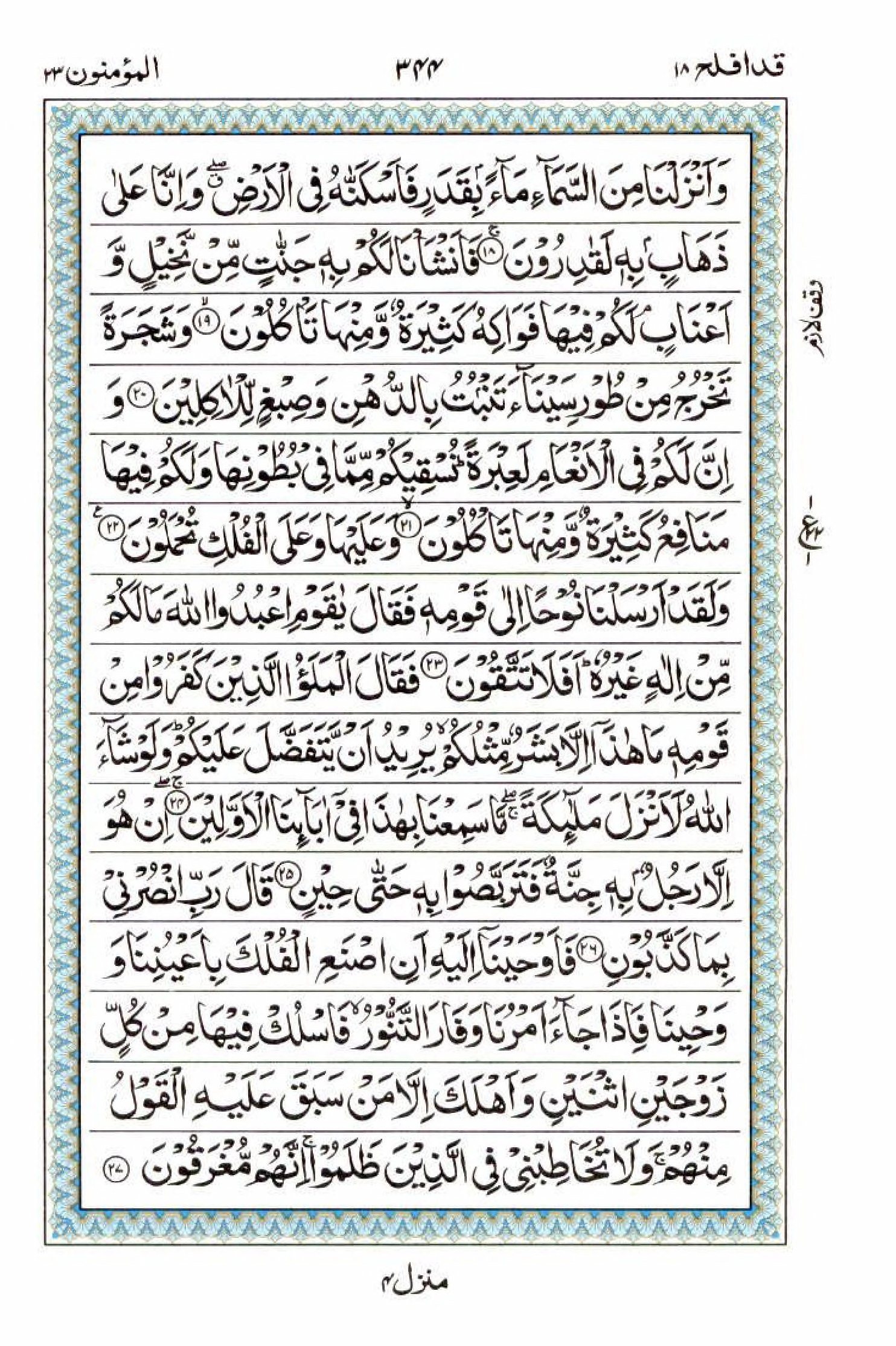 Read 15 Lines Al Quran Part 18 Page No 344, Practice Quran