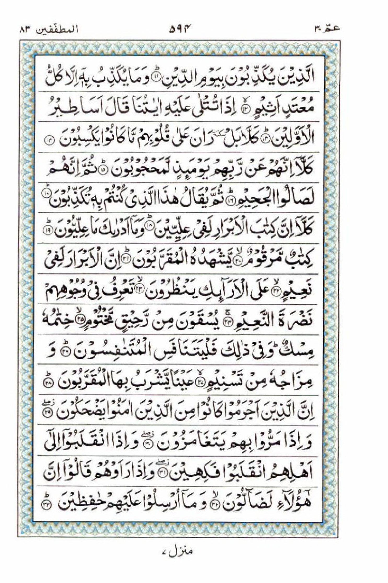 Read 15 Lines Al Quran Part 30 Page No 594, Practice Quran