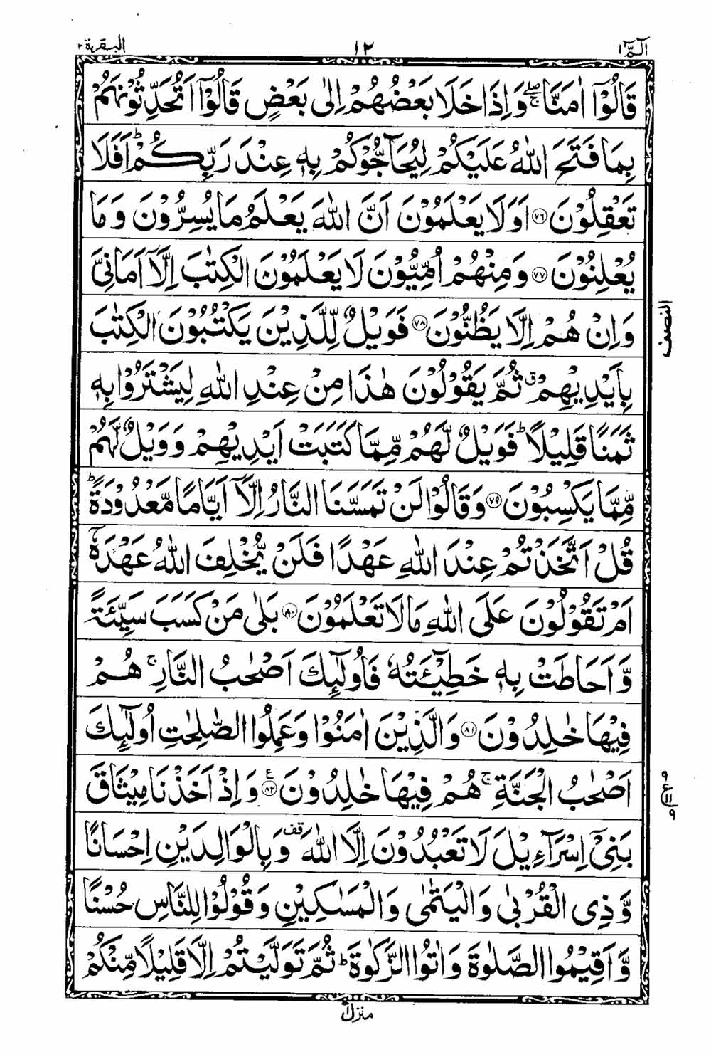 Read 16 Lines Al Quran Taj Company Part 1 Page No 13, Practice Quran