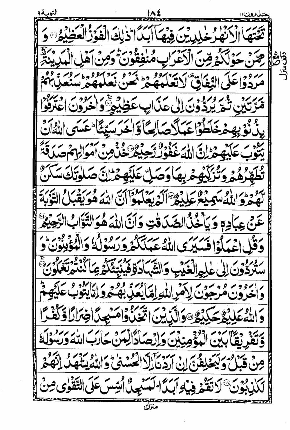 Read 16 Lines Al Quran Taj Company Part 11 Page No 185, Practice Quran