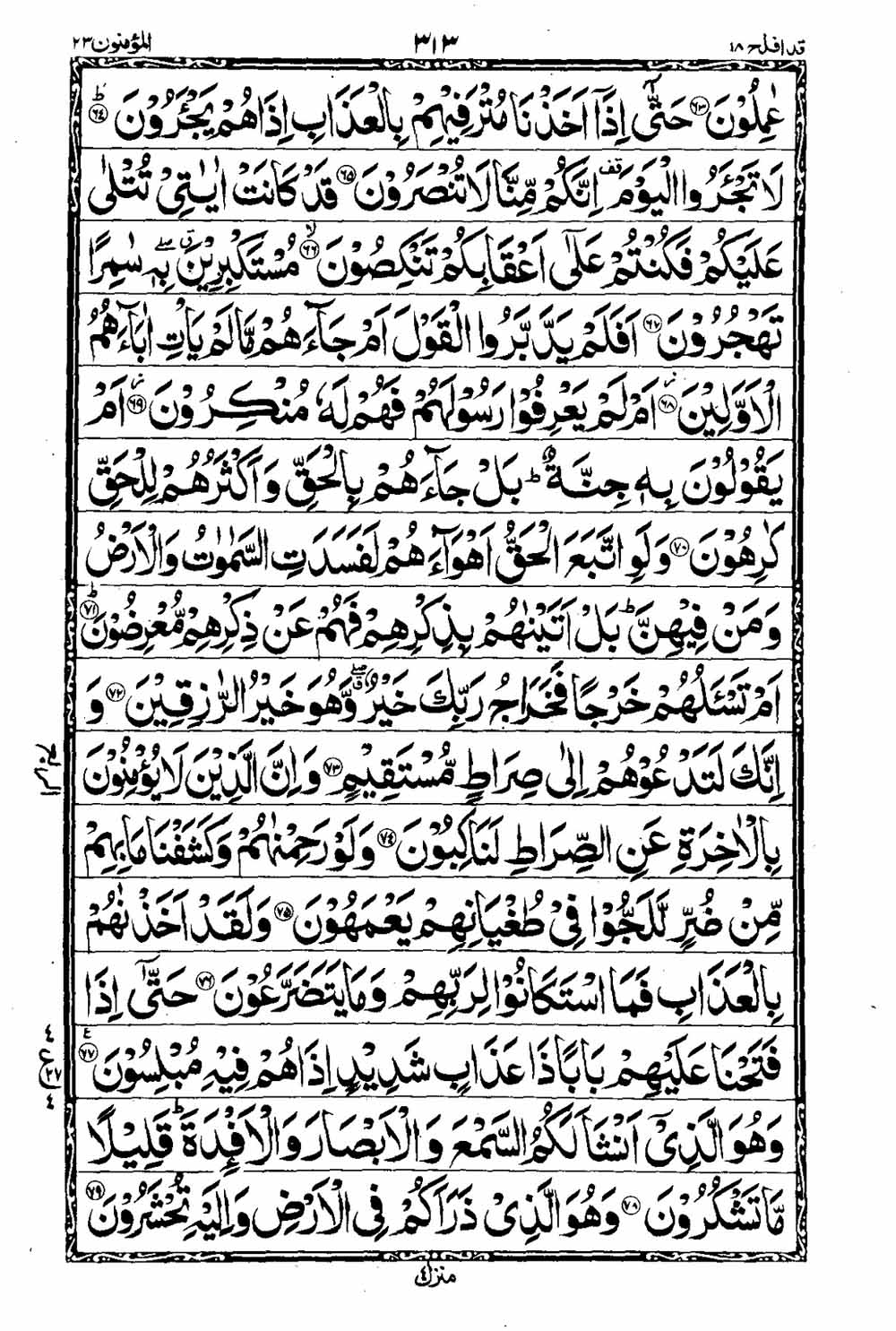 Read 16 Lines Al Quran Taj Company Part 18 Page No 314, Practice Quran