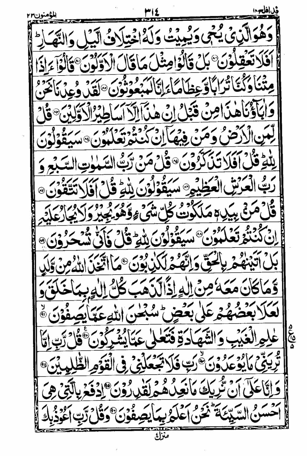 Read 16 Lines Al Quran Taj Company Part 18 Page No 315, Practice Quran
