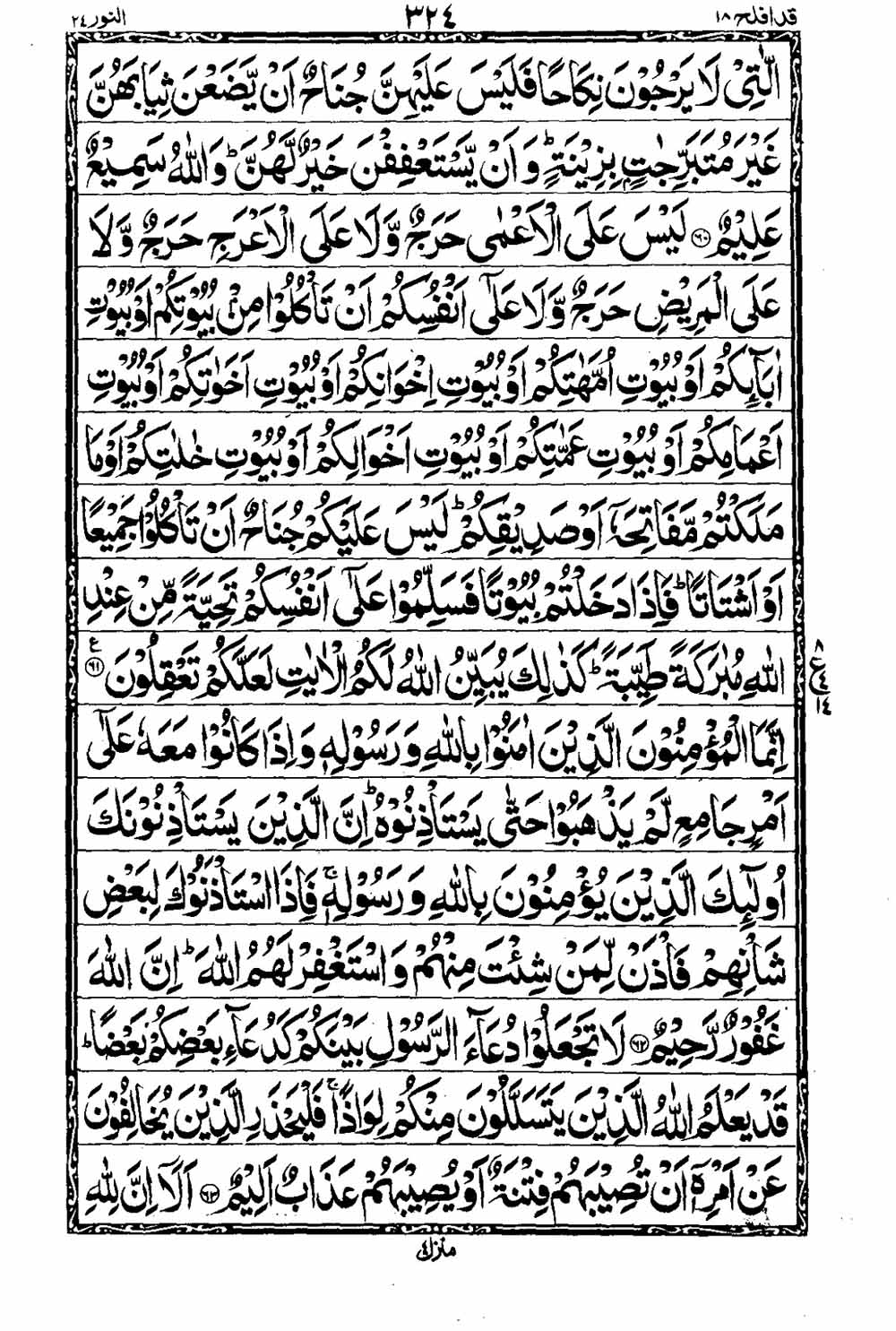 Read 16 Lines Al Quran Taj Company Part 18 Page No 325, Practice Quran