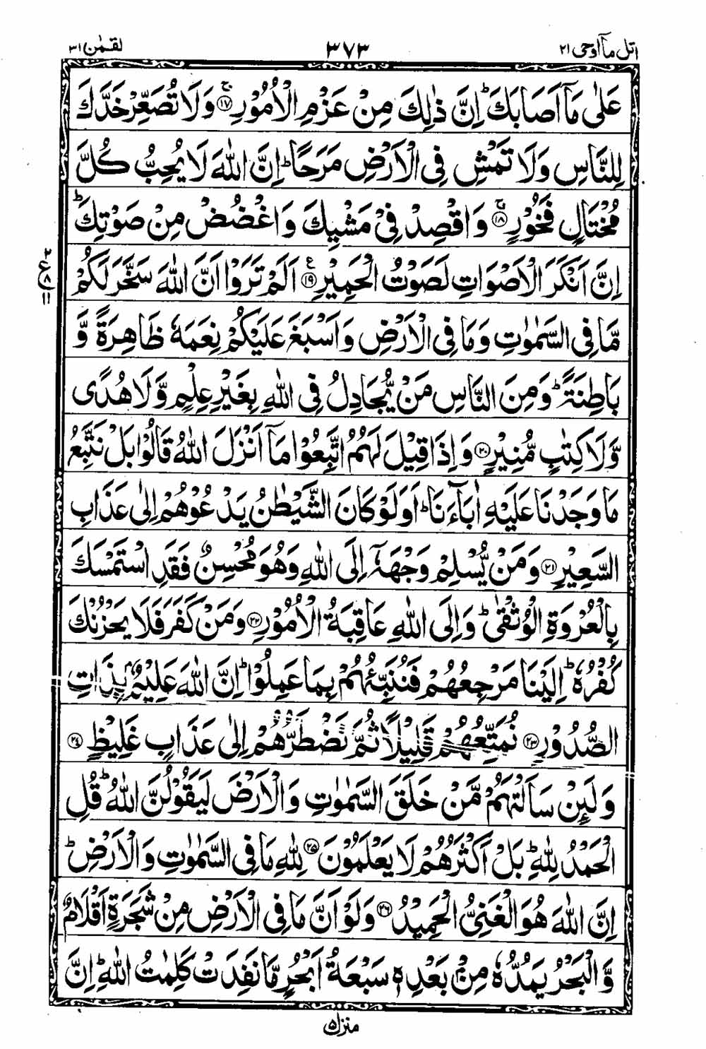 Read 16 Lines Al Quran Taj Company Part 21 Page No 374, Practice Quran