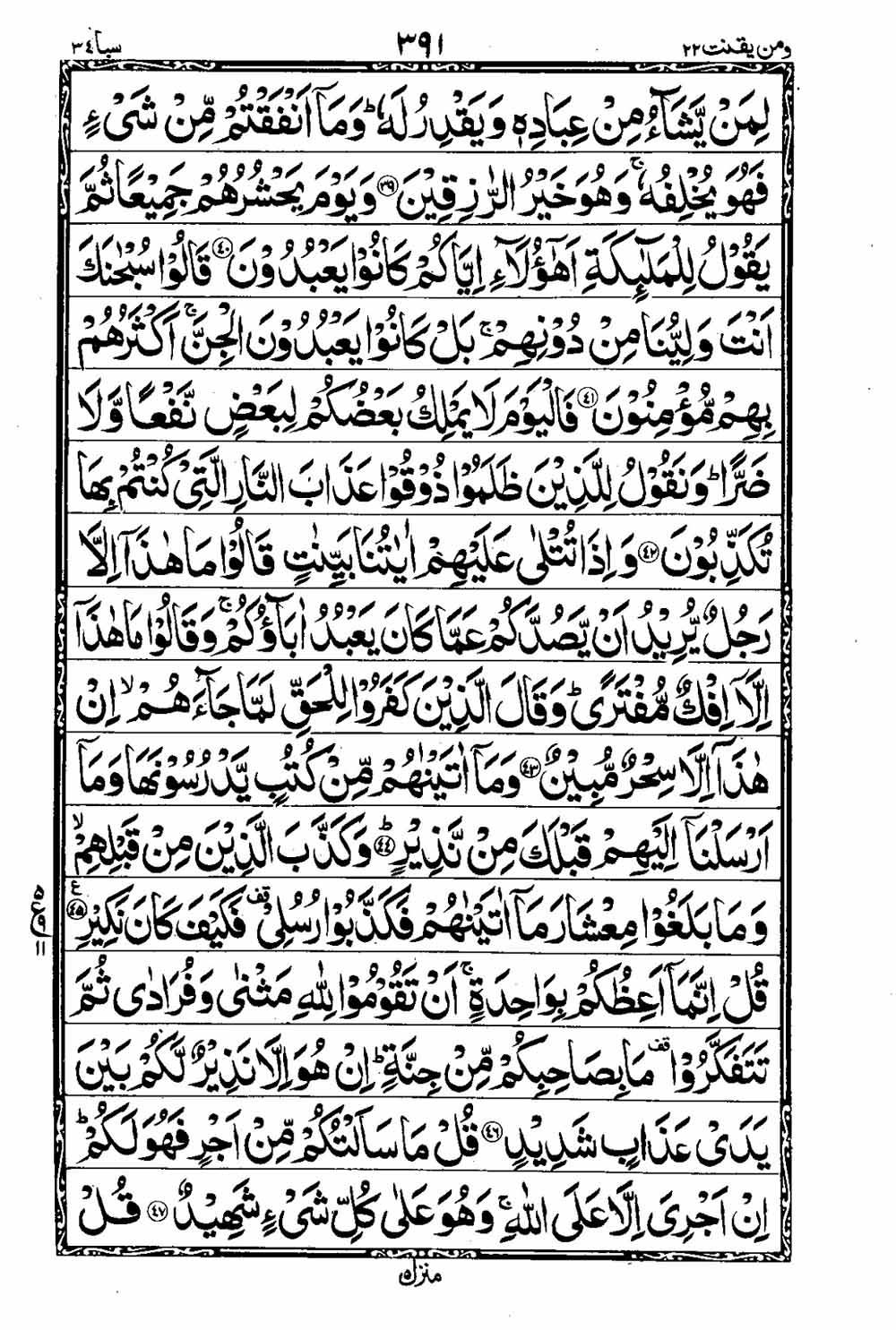 Read 16 Lines Al Quran Taj Company Part 22 Page No 392, Practice Quran