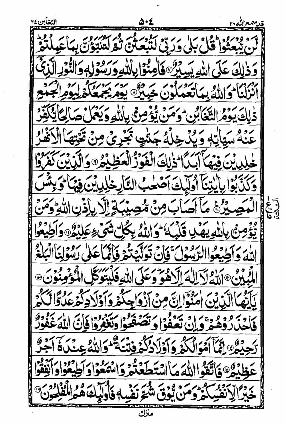 Read 16 Lines Al Quran Taj Company Part 28 Page No 505, Practice Quran
