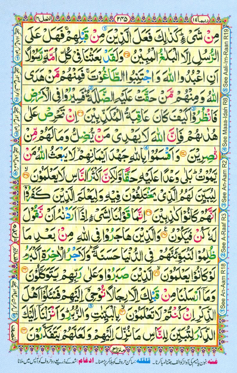 Read 16 Lines Coloured Al Quran Part 14 Page No 245, Practice Quran