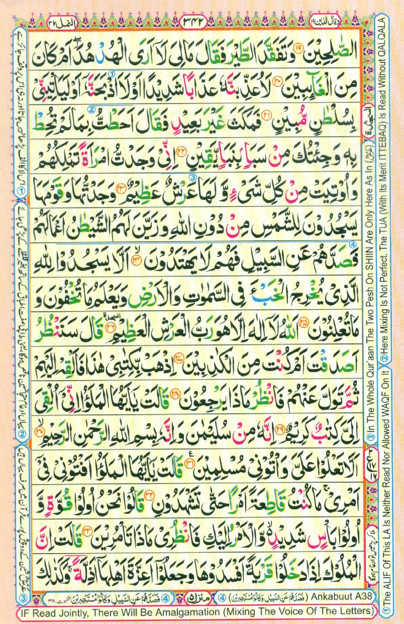 Read 16 Lines Coloured Al Quran Part 19 Page No 342, Practice Quran