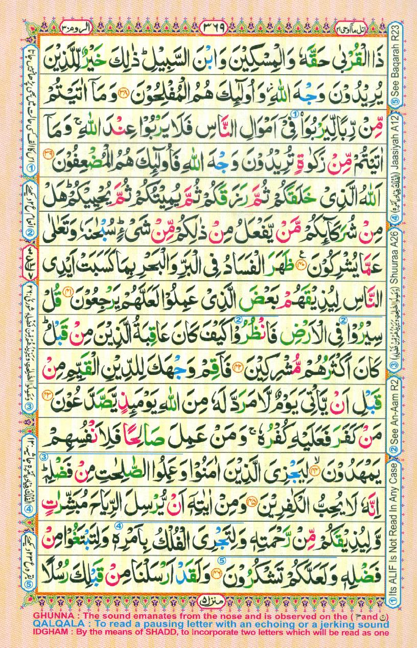 Read 16 Lines Coloured Al Quran Part 21 Page No 369, Practice Quran