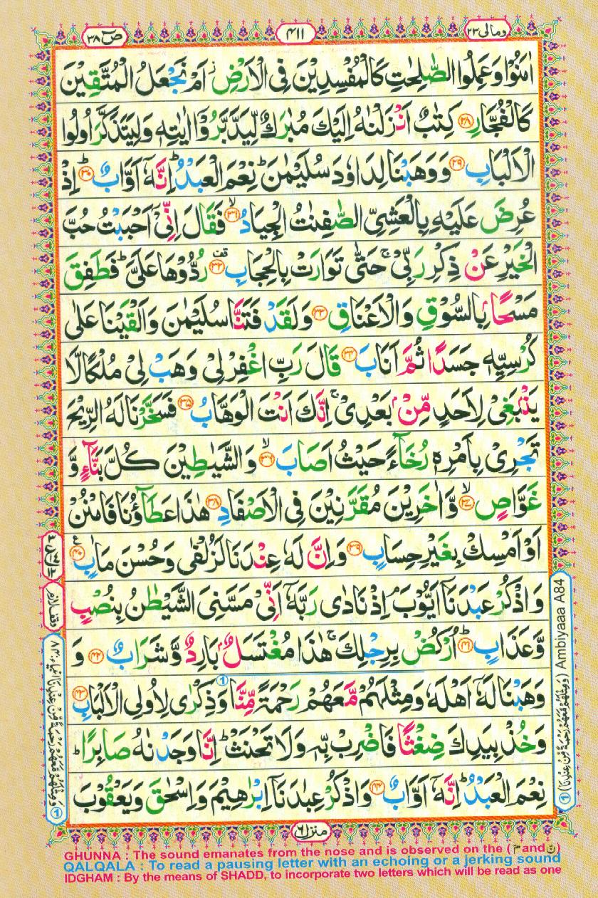 Read 16 Lines Coloured Al Quran Part 23 Page No 411, Practice Quran