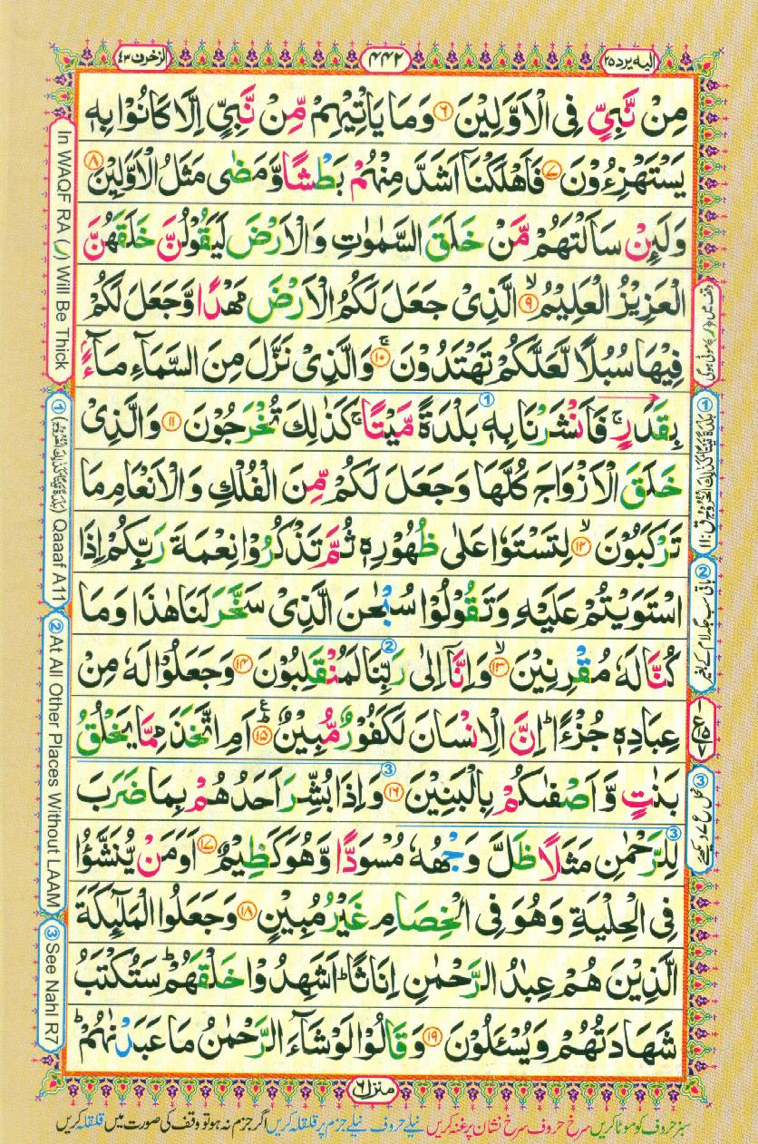 Read 16 Lines Coloured Al Quran Part 25 Page No 442, Practice Quran