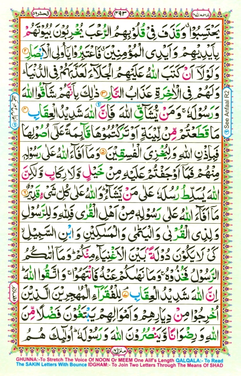 Read 16 Lines Coloured Al Quran Part 28 Page No 493, Practice Quran