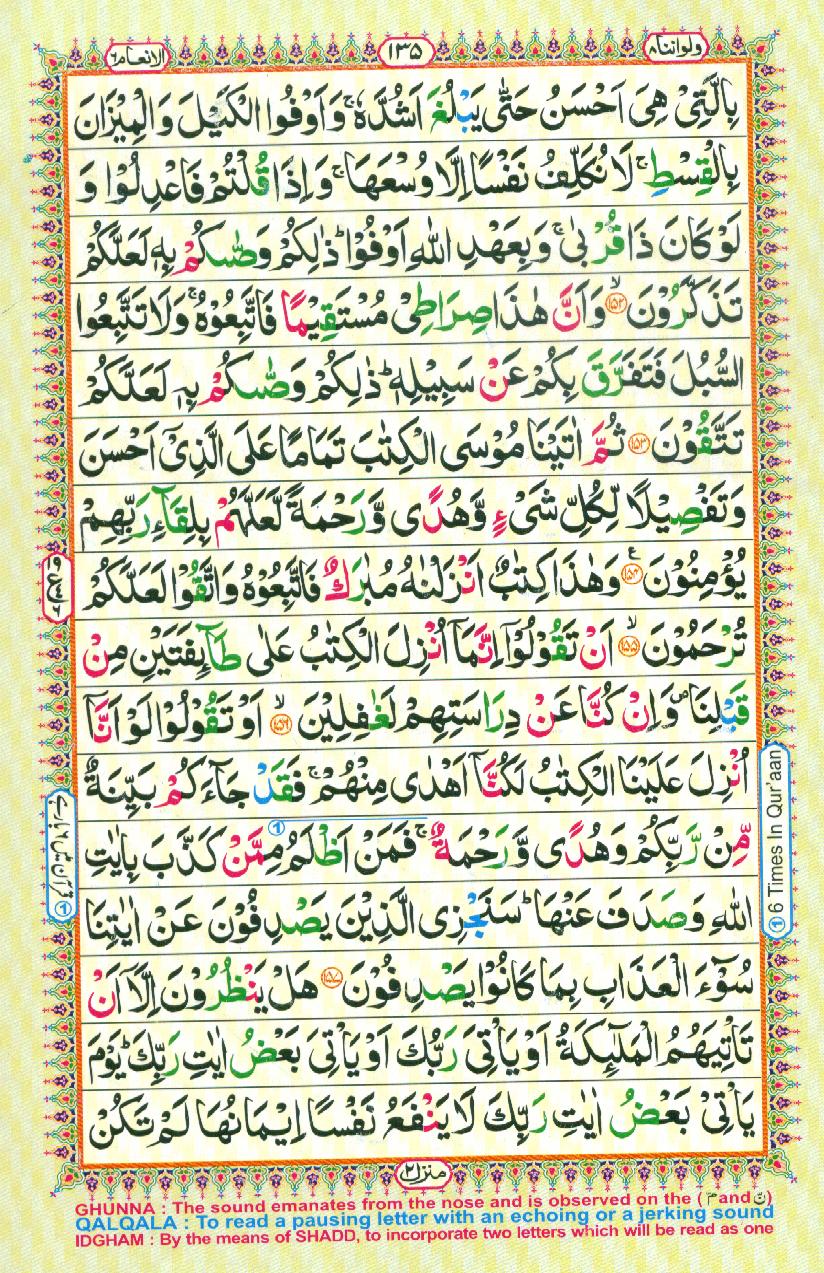 Read 16 Lines Coloured Al Quran Part 8 Page No 135, Practice Quran