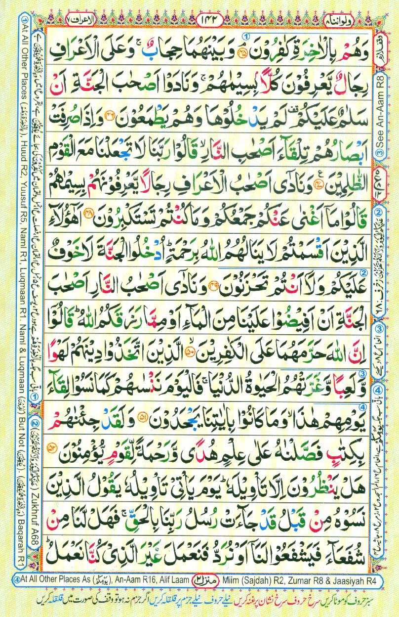Read 16 Lines Coloured Al Quran Part 8 Page No 142, Practice Quran