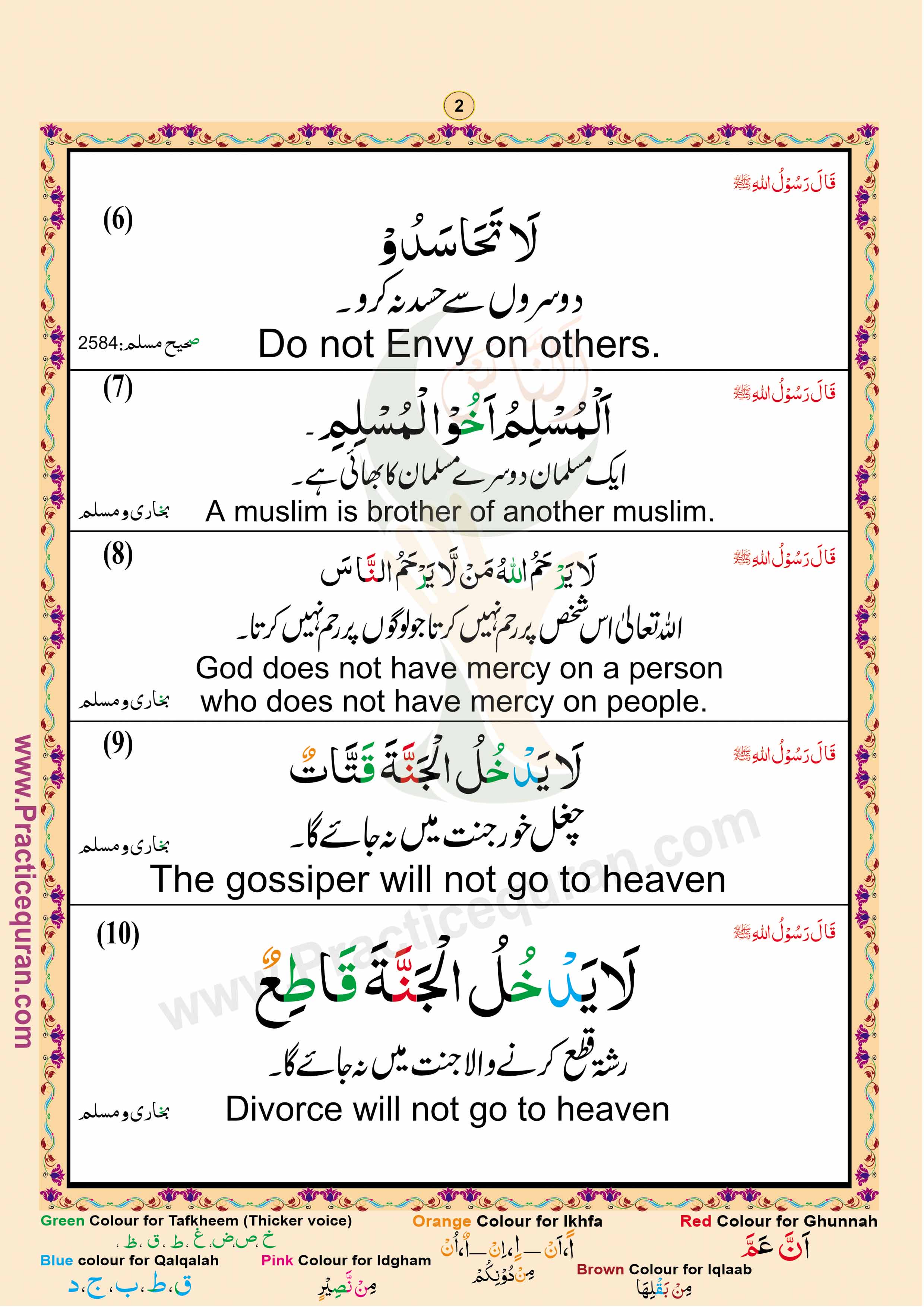Read Forty Hadith Page No 2, Practice Quran