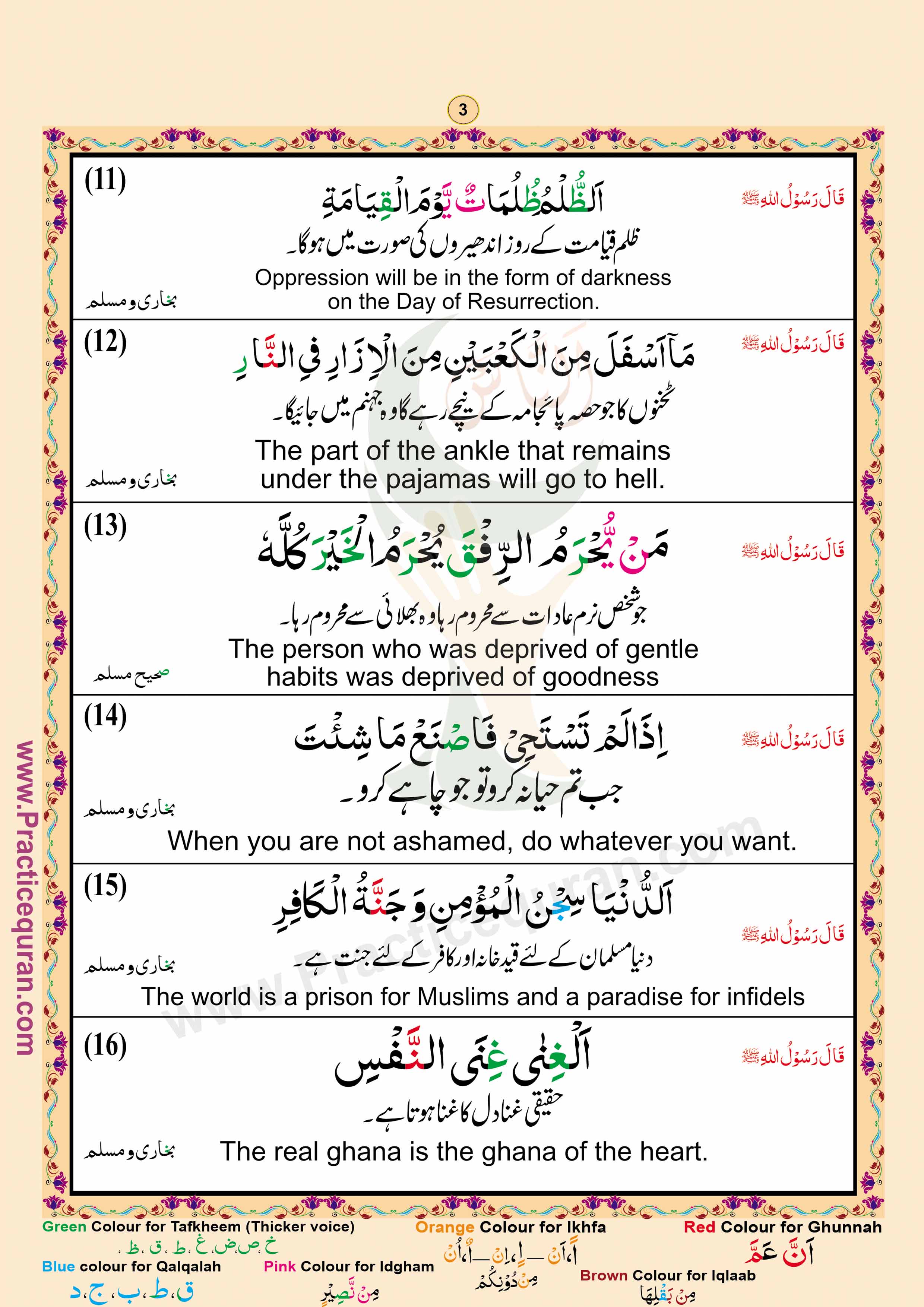 Read Forty Hadith Page No 3, Practice Quran
